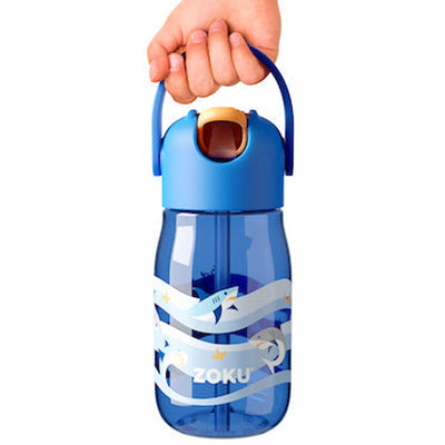 Kids Flip Straw Bottle 400ml Shark Blue