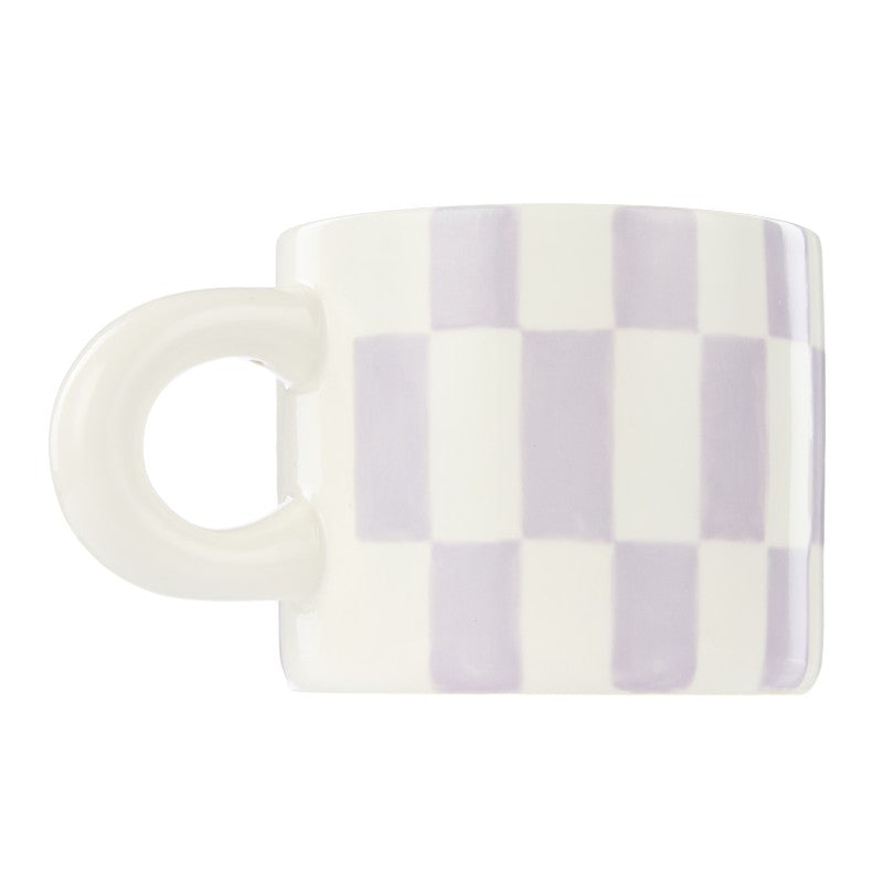 Check Mug & Plate Set Lilac & Navy