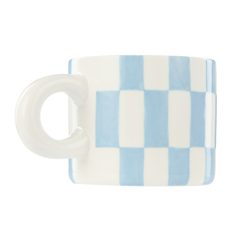 Check Mug & Plate Set Blue & Orange