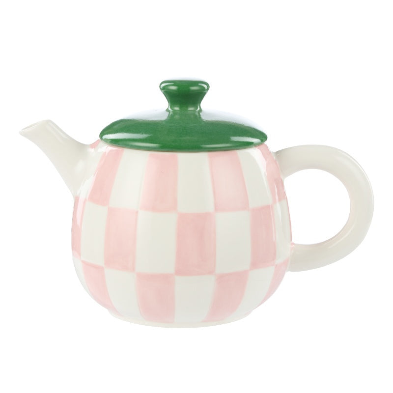 Check Teapot - 700ml Pink & Green