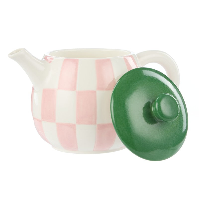 Check Teapot - 700ml Pink & Green