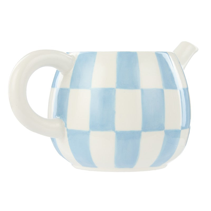 Check Teapot 700ml Blue & Orange