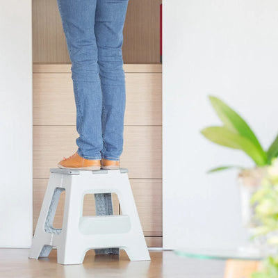 2 Step Stool Compact Foldable Grey 40cm