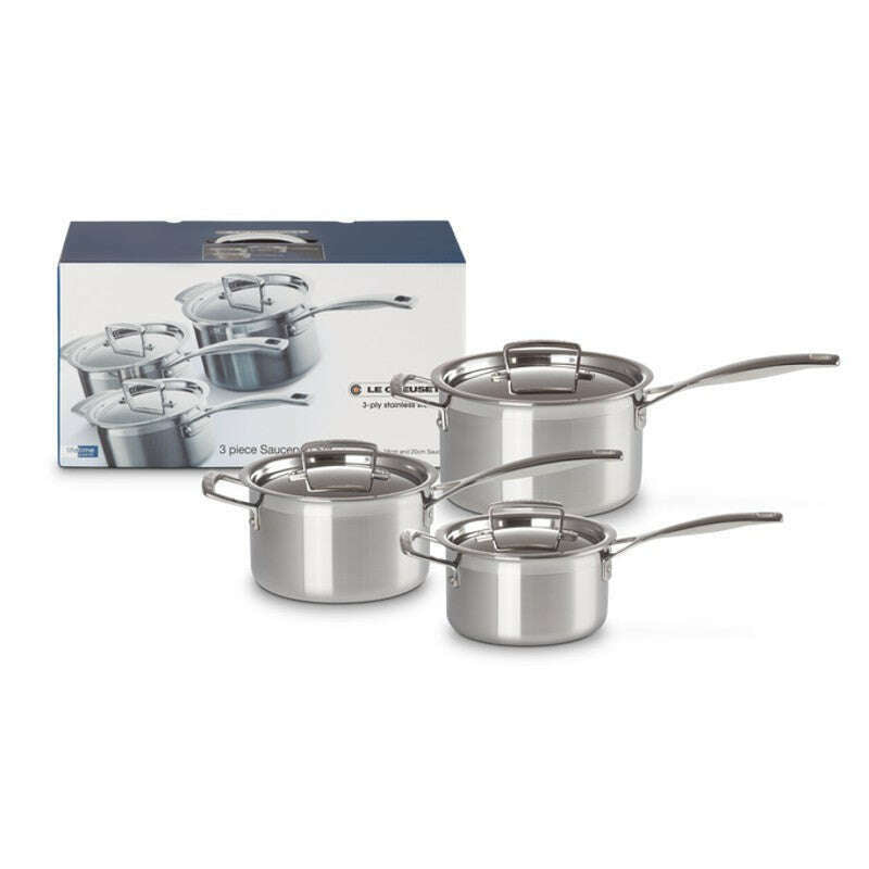 3-ply Stainless Steel 3 Piece Saucepan Set