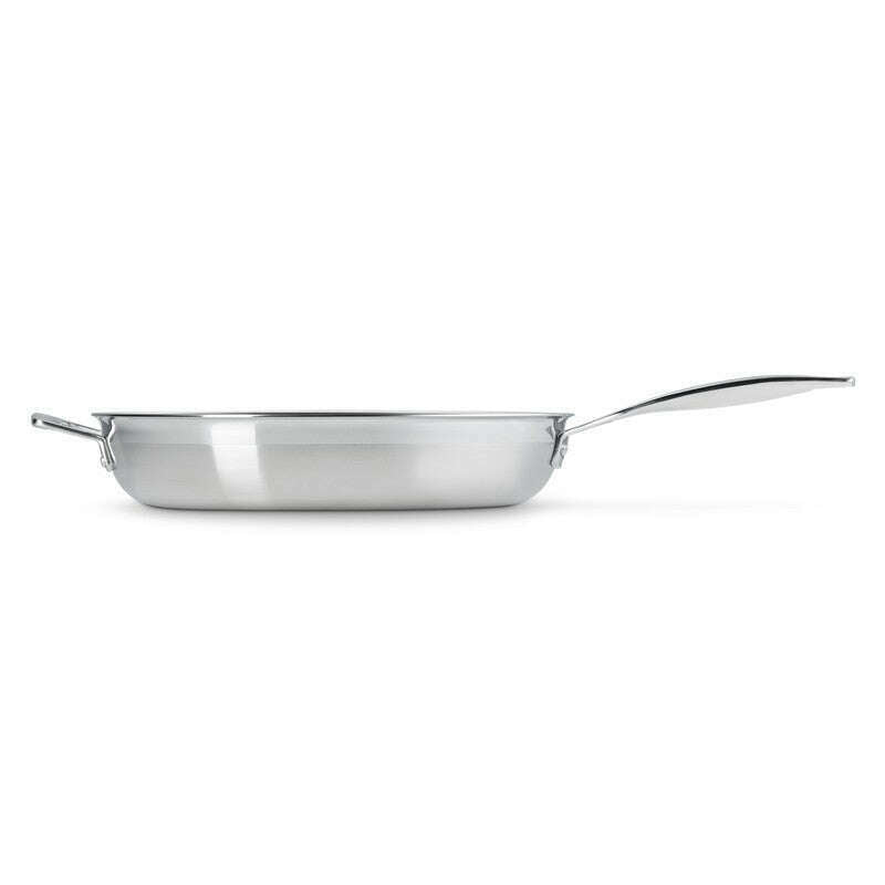 3-ply Stainless Steel Uncoated Fry Pan with Helper Handle