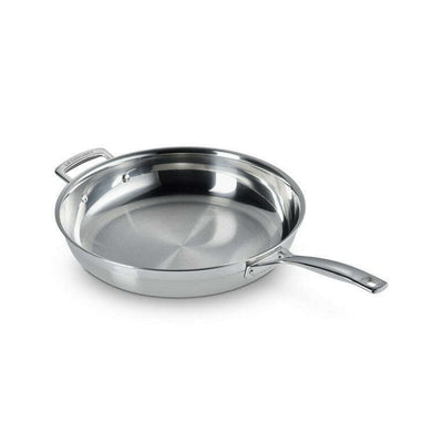 3-ply Stainless Steel Uncoated Fry Pan with Helper Handle