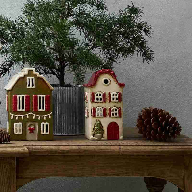 Alsace Tea Light Villa Christmas With Red Shutters