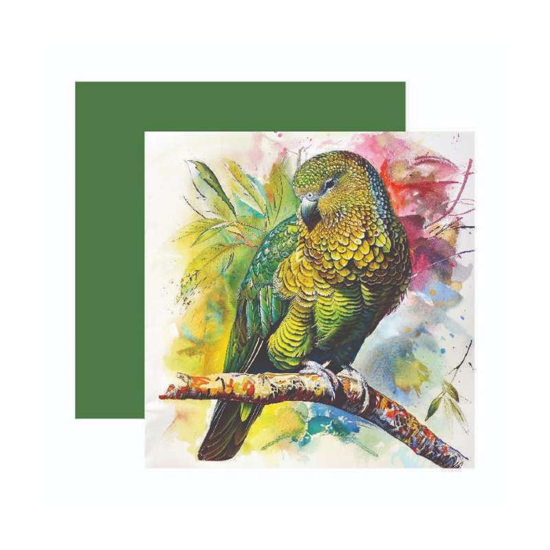 Card Kakapo On Tree Branch