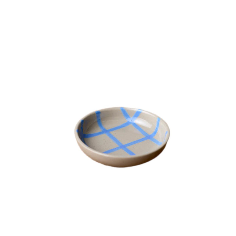 Coastal Junction Condiment Bowl Stone with Blue Hand brush