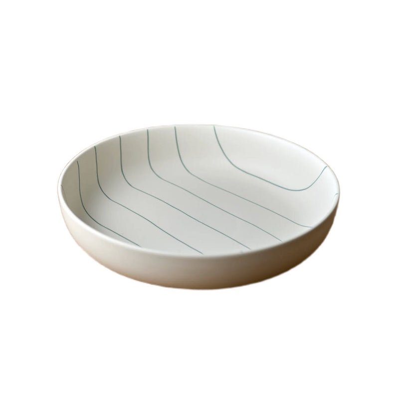 Coastal Junction Salad Bowl Cream with Green Stripe