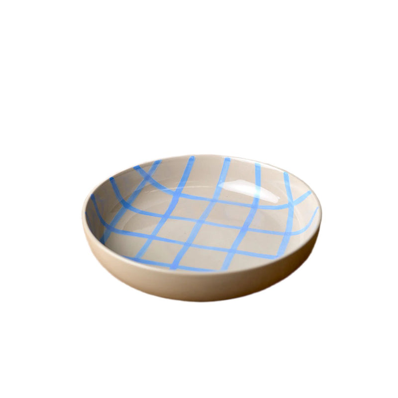Coastal Junction Salad bowl Stone with Blue Hand brush
