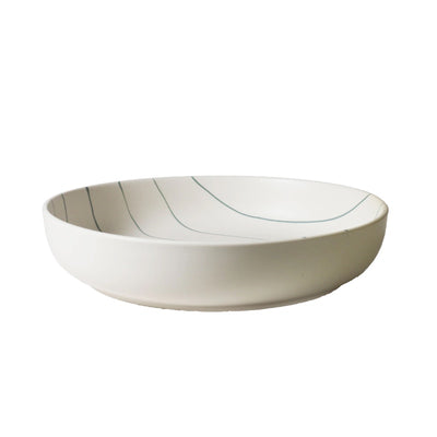 Coastal Junction Salad Bowl Cream with Green Stripe