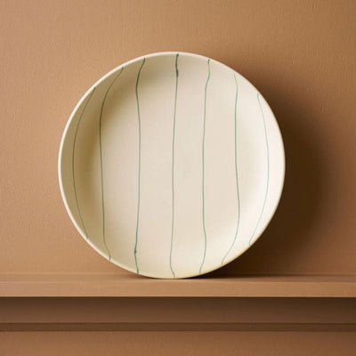 Coastal Junction Salad Bowl Cream with Green Stripe