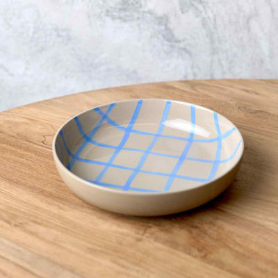 Coastal Junction Salad bowl Stone with Blue Hand brush