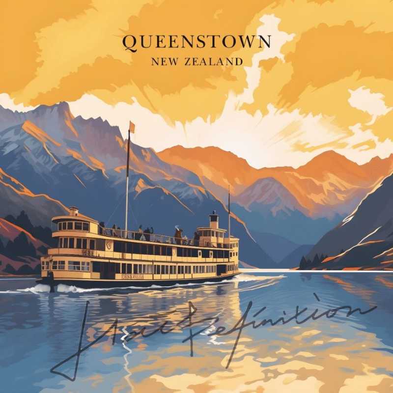 Double Sided Print Earnslaw Queenstown, New Zealand Morning