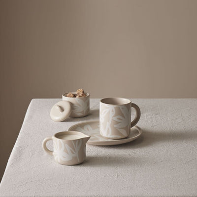 Freya Sugar Pot- Oat and White