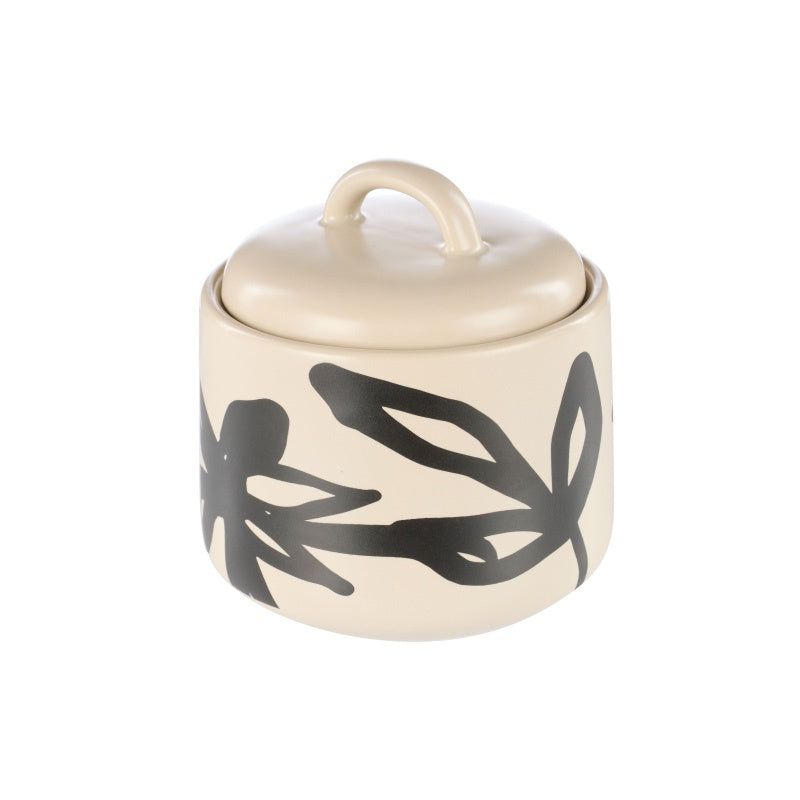 Freya Sugar Pot- Oat and Black