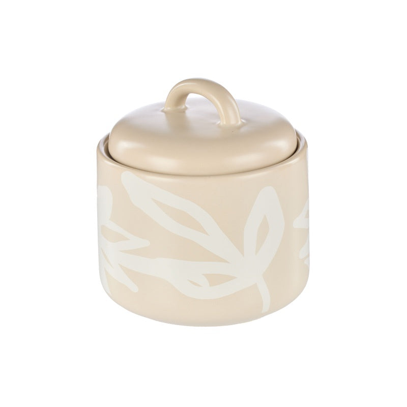 Freya Sugar Pot- Oat and White