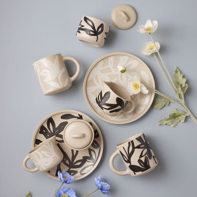Freya Sugar Pot- Oat and White