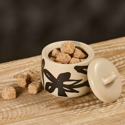 Freya Sugar Pot- Oat and Black