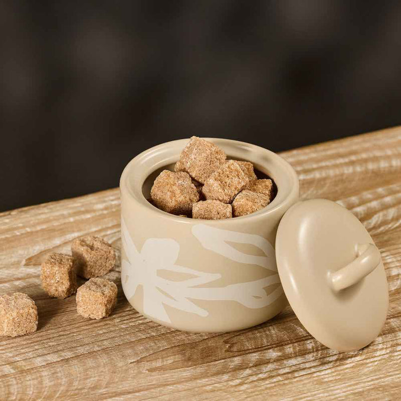 Freya Sugar Pot- Oat and White