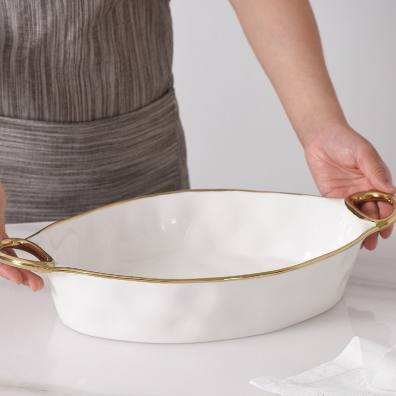 Golden Handles Oval Baking Dish 33x22.9cm