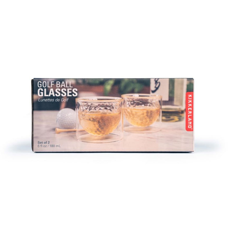 Golf Ball Glasses 2 Piece Set Clear