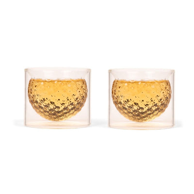 Golf Ball Glasses 2 Piece Set Clear