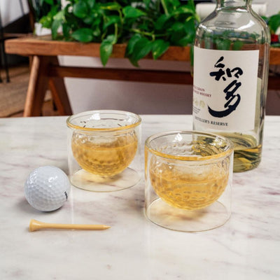 Golf Ball Glasses 2 Piece Set Clear