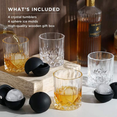 Liquor Glass and Ice Sphere 8 Piece Box Set