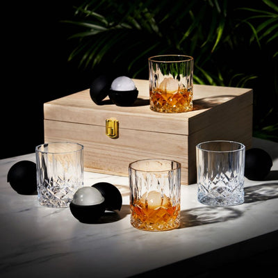 Liquor Glass and Ice Sphere 8 Piece Box Set