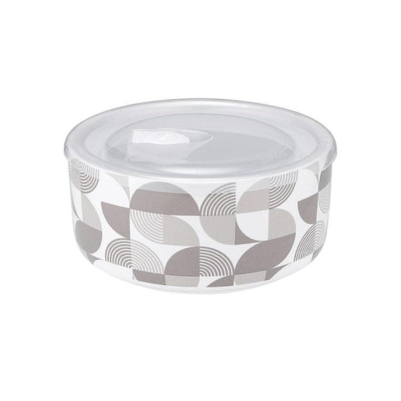 Microwave Food Bowl Prep Linear Grey Geo