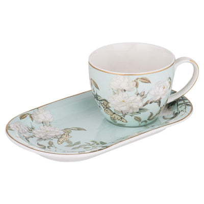Mug & Plate Set Elegant Rose Mint