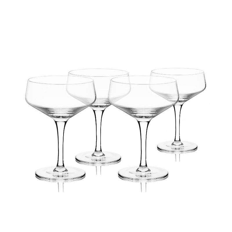 Raye Angled Crystal Coupe Glasses Set of 4