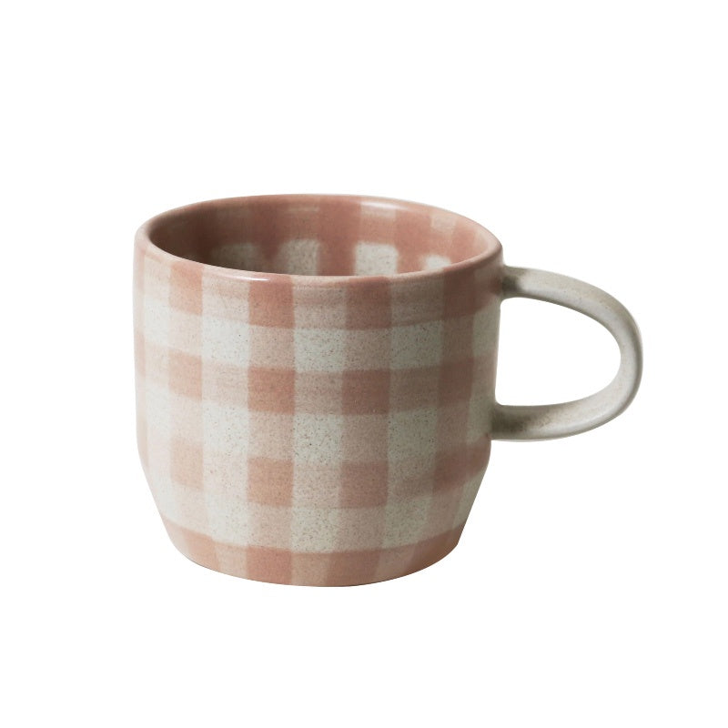 Soft Terracotta Check Mug Cat&