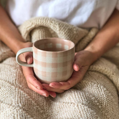 Soft Terracotta Check Mug Cat's Pyjamas