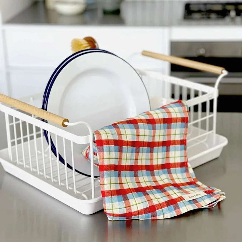 Tea Towel Cherry and blue Tartan