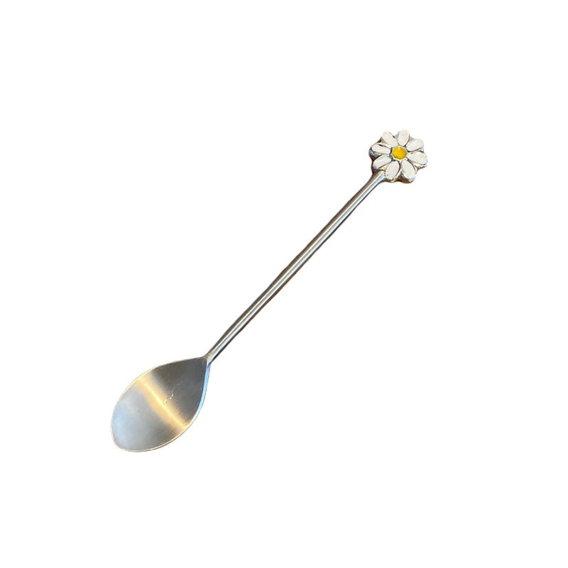 Teaspoon White Daisy Brushed Gold