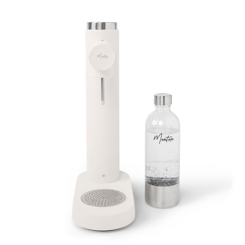 White Steel Soda Maker + 1 Stainless Steel Bottle