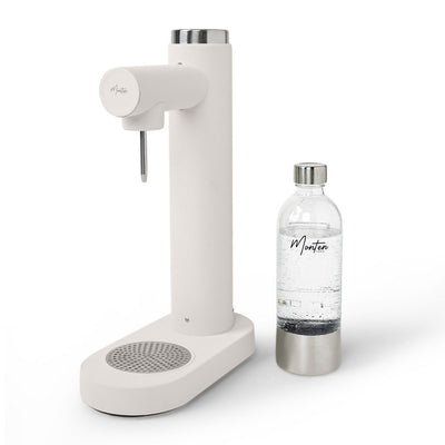 White Steel Soda Maker + 1 Stainless Steel Bottle