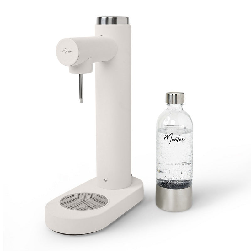 White Steel Soda Maker + 1 Stainless Steel Bottle
