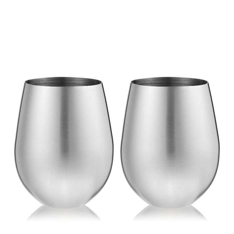 Admiral Stainless Steel Stemless Wine Glasses