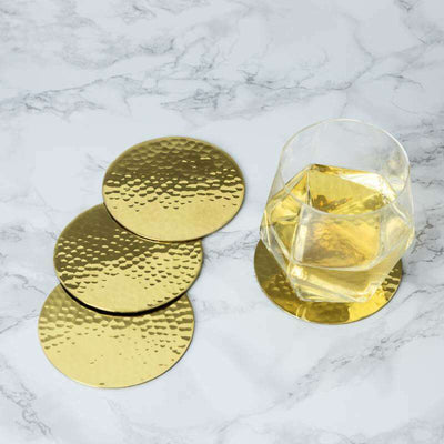 Belmont Hammered Brass Coasters