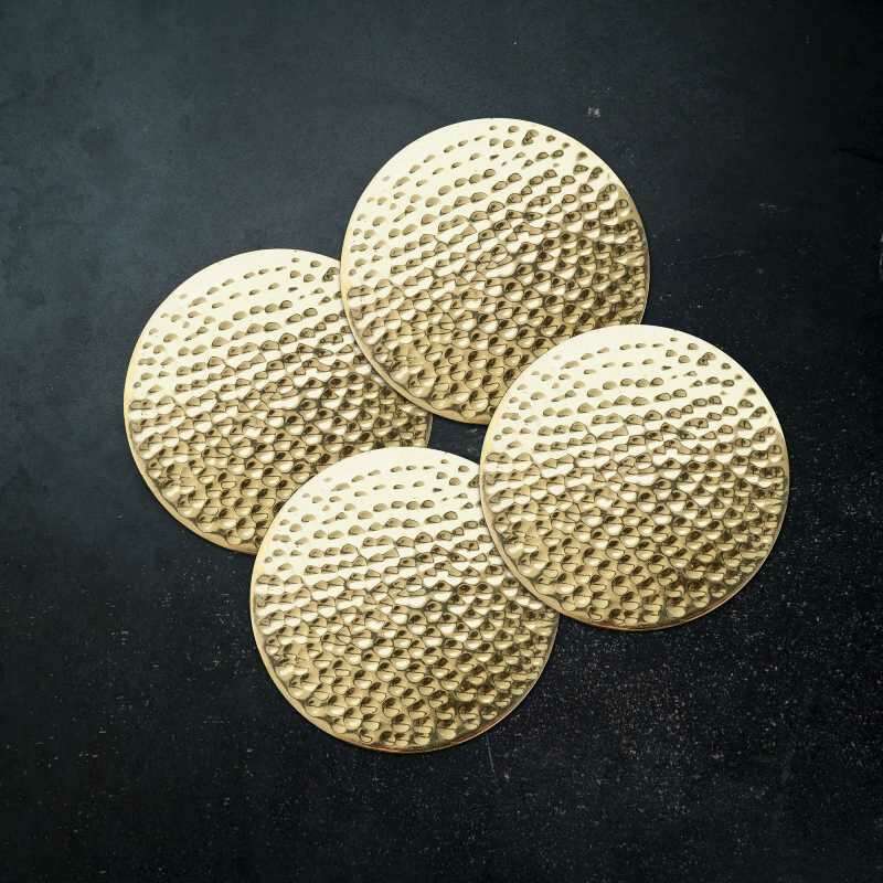 Belmont Hammered Brass Coasters