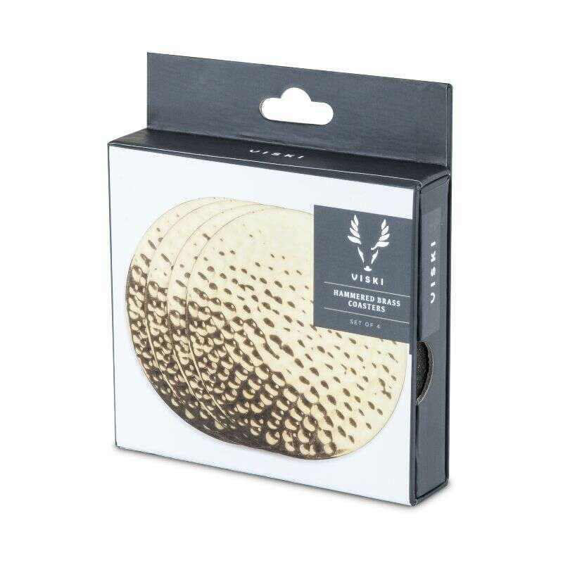Belmont Hammered Brass Coasters