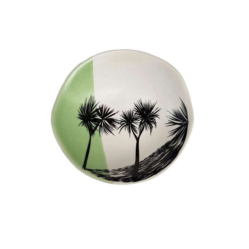Bowl Cabbage Tree Dipped Green with Black 7cm