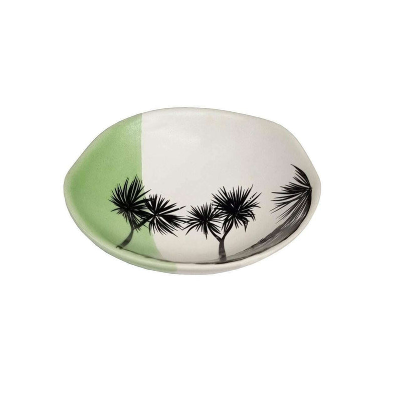 Bowl Cabbage Tree Dipped Green with Black 7cm