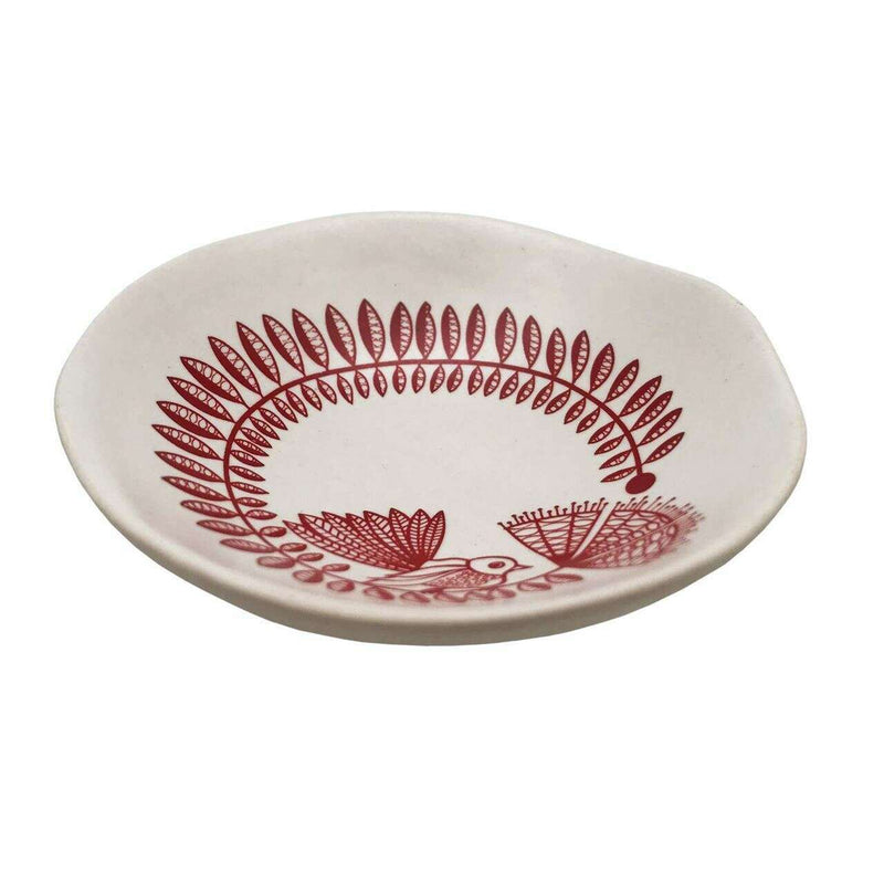 Bowl- Red Fantail and Pohutukawa On White 7cm