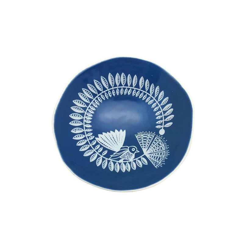 Bowl- White Fantail And Pohutukawa On Blue 7cm