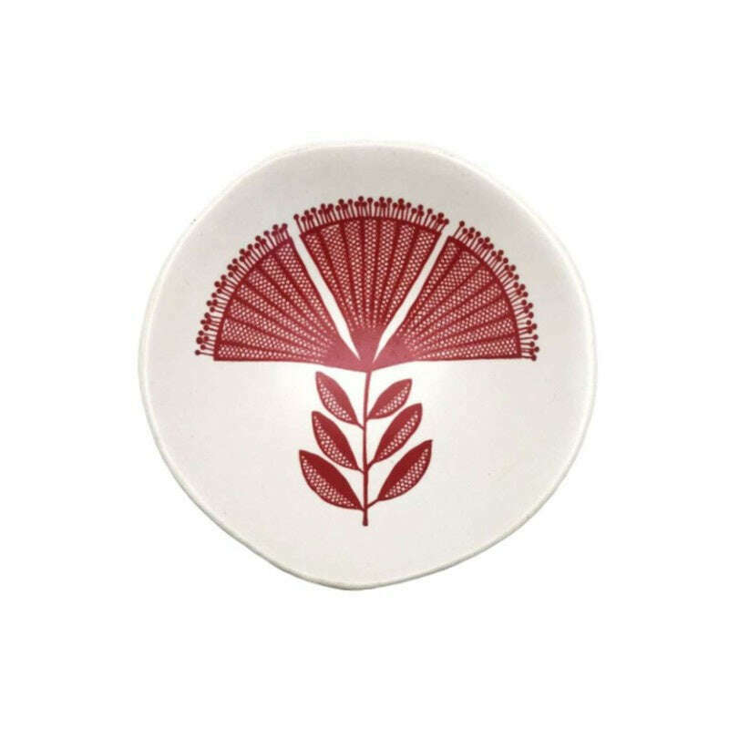 Bowl Red Pohutukawa Lace On White 7cm